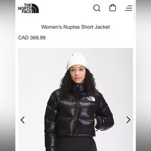Northface cropped puffer jacket